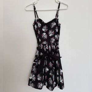 Hot Topic Black Skull & Rose Mini Dress with Pink Accents Size Small